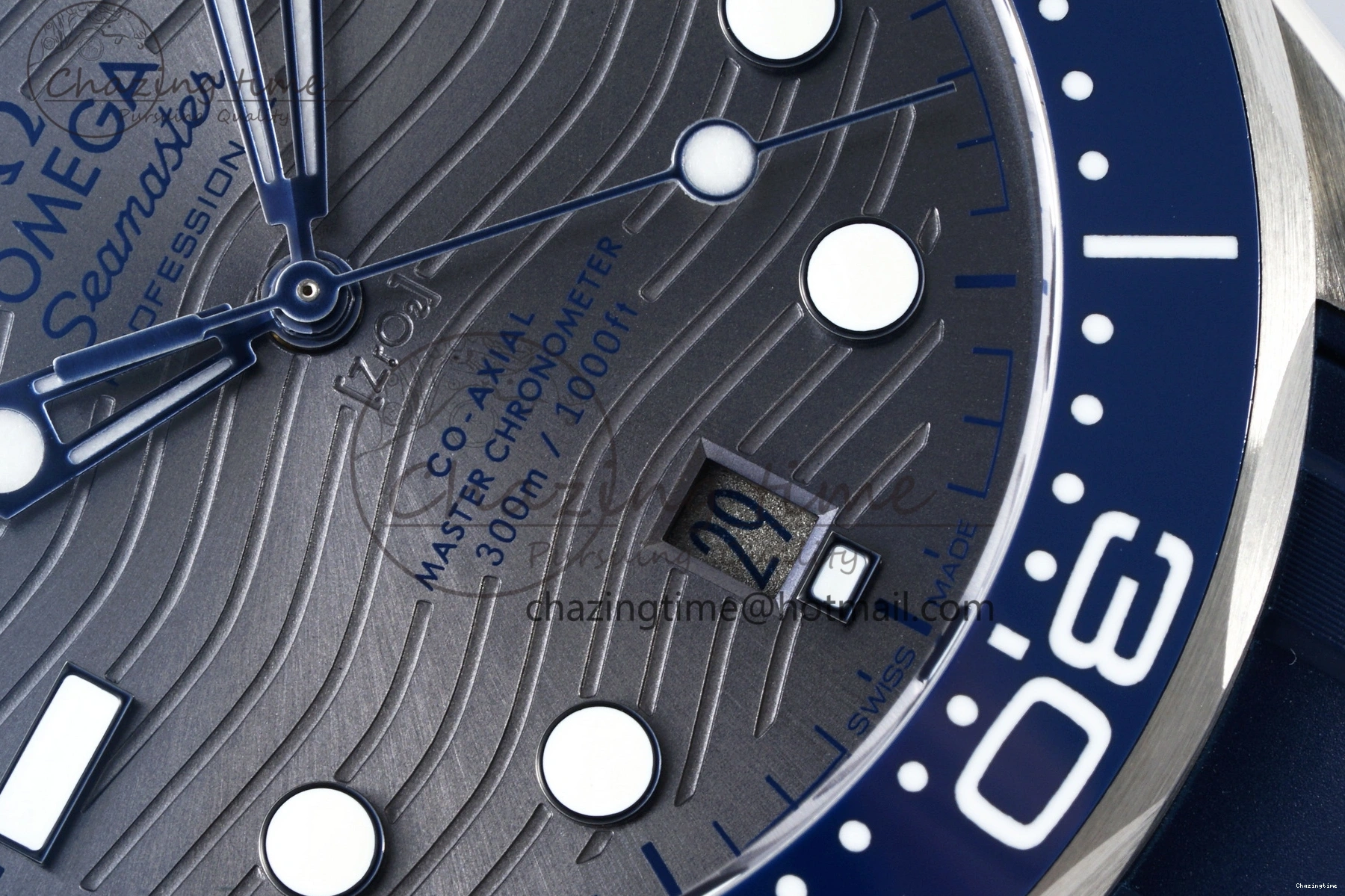0305 SmartChoice Seamaster Diver 300M ZF 1:1 Best Edition Blue Ceramic Gray Dial on Blue Rubber Strap A 7735